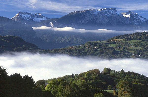Morning mist near Les Gets, Haute-Savoie.