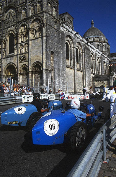 Bugatti GP grid line-up, a highlight of the Circuit des Remparts, Angoulme.
