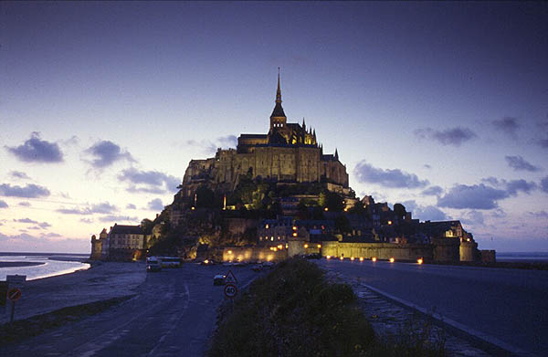 Le Mont Saint-Michel at dusk.